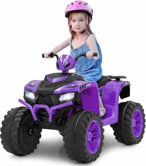 Costzon Kids ATV, 24V Four Wheeler Quad Ride on Car w/Forward/Backward, 2 Speeds, Wireless Connection, Music, Radio, LED Lights, Electric Vehicle Toddler 4 Wheeler for Kids, Boys & Girls 3-8 (Purple)