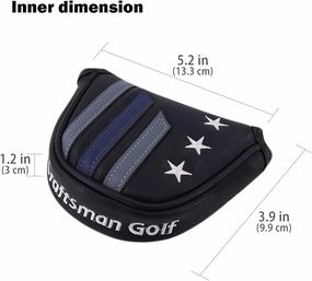 Craftsman Golf Blue Strips Stars Mallet Mid-Mallet Blade Putter Head Cover Headcover Magnetic Closure Alignment Stick Case Holder