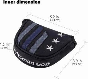 Craftsman Golf Blue Strips Stars Mallet Mid-Mallet Blade Putter Head Cover Headcover Magnetic Closure Alignment Stick Case Holder