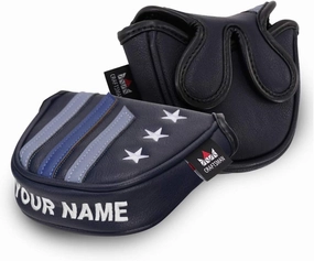 Craftsman Golf Blue Strips Stars Mallet Mid-Mallet Blade Putter Head Cover Headcover Magnetic Closure Alignment Stick Case Holder