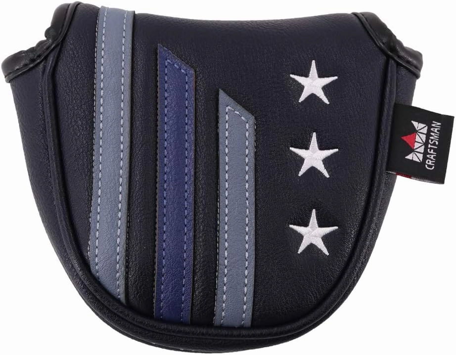 Craftsman Golf Blue Strips Stars Mallet Mid-Mallet Blade Putter Head Cover Headcover Magnetic Closure Alignment Stick Case Holder