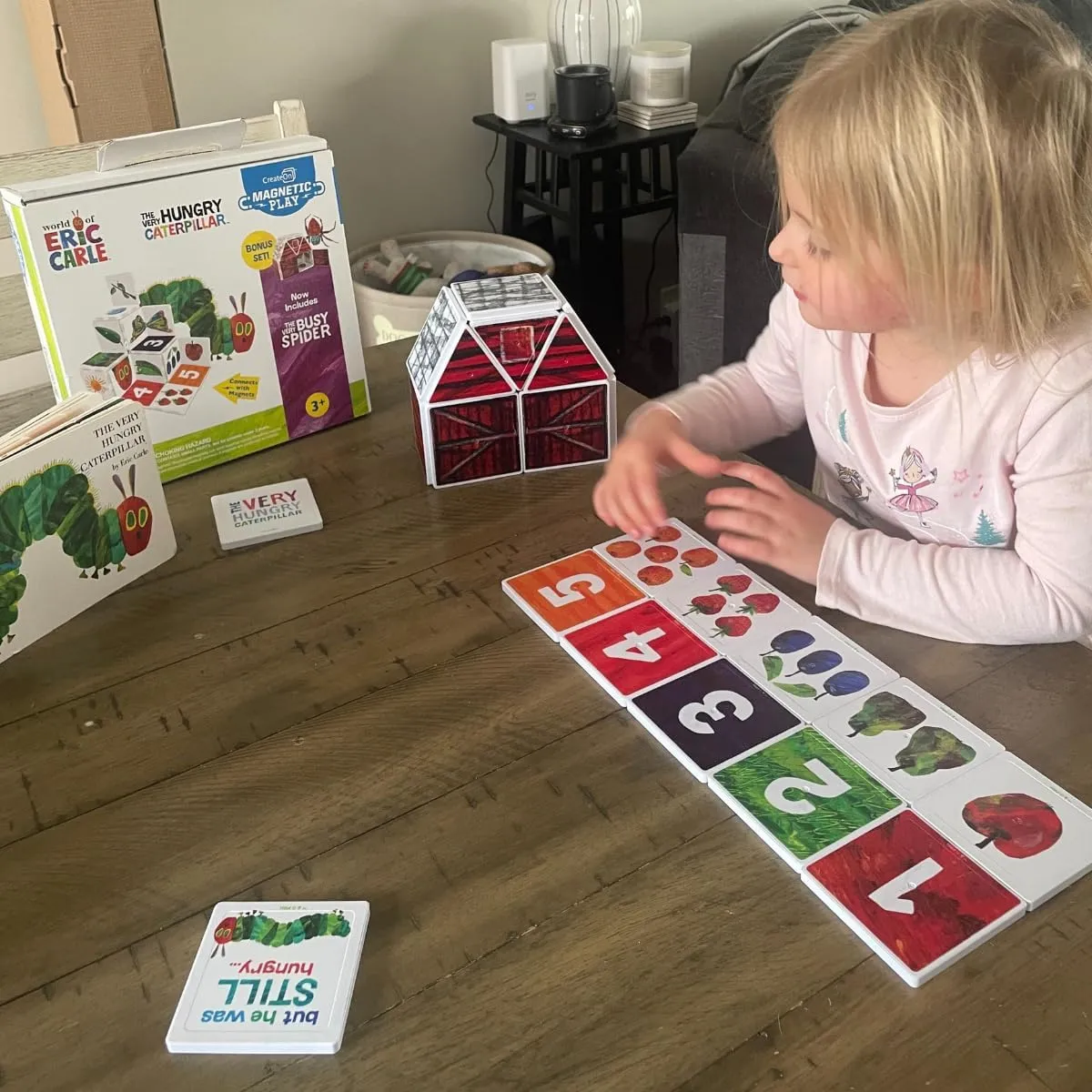 CreateOn Eric Carle The Very Hungry Caterpillar & Bonus Very Busy Spider Playset, Magnetic Building Toys, Educational, STEM and Montessori Tools, Magnetic Tiles for Kids Ages 3 , 24 Pieces