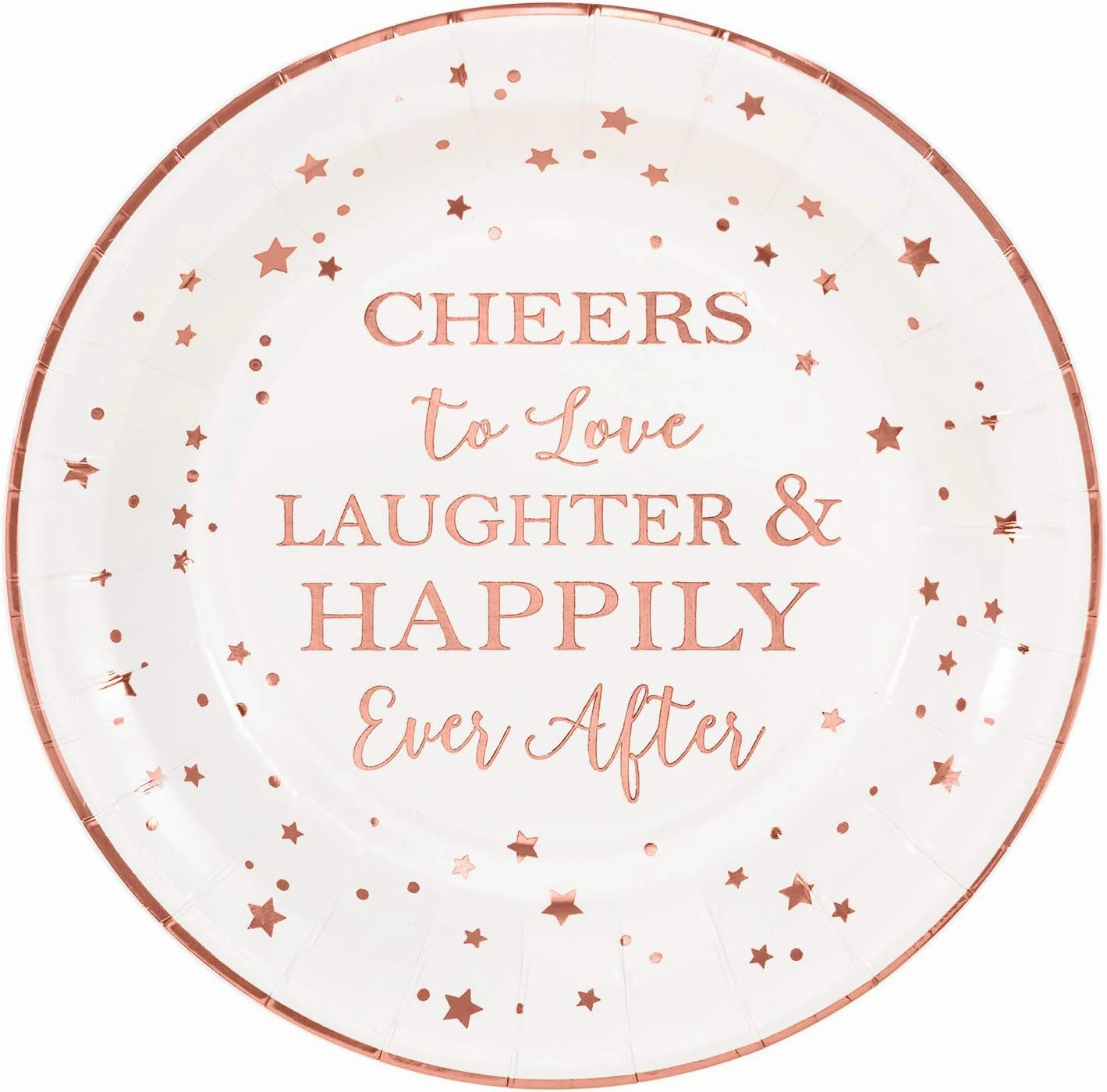 Crisky Cheers to Love Rose Gold Disposable Plates for Bridal Shower, Wedding, Engagement, Bachelorett Party Decorations, Dessert, Buffet, Cake Plates Party Supples, 50 Count, 9" Plate