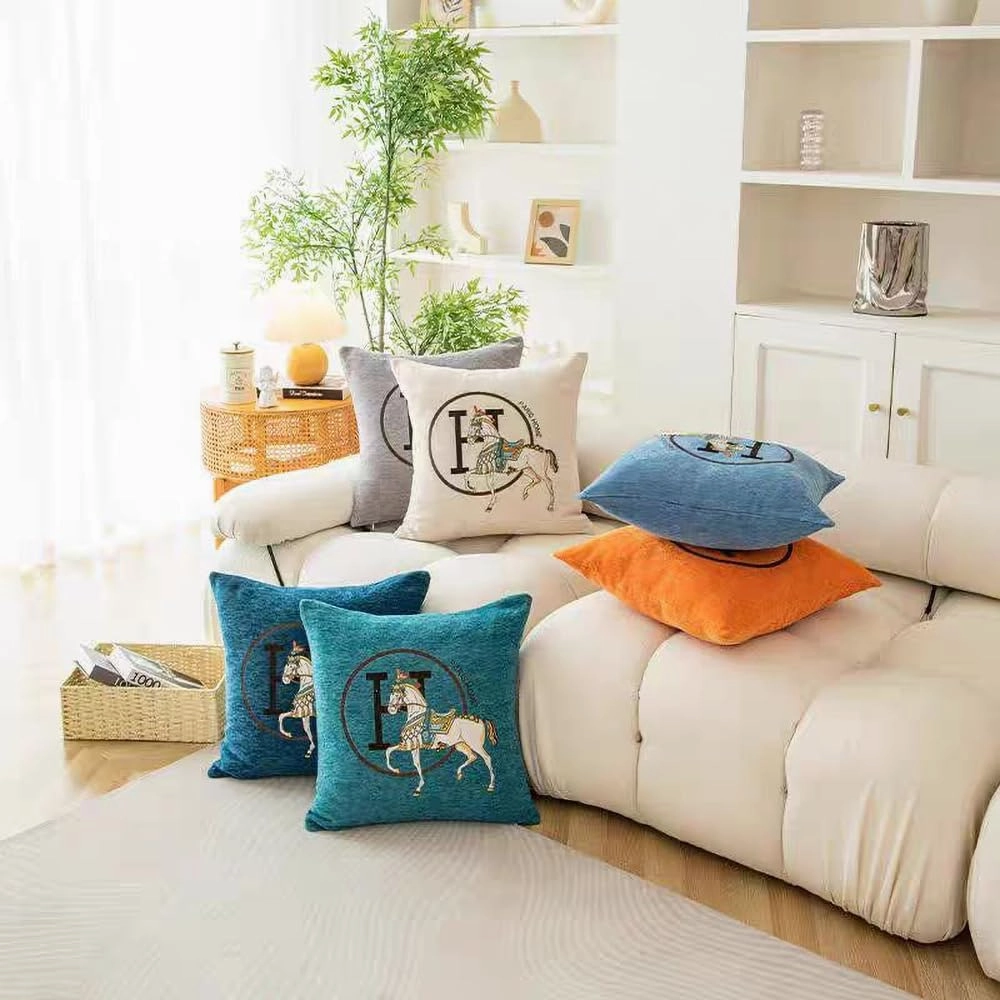 Croker Horse 18x18 inches Throw Pillow Cushion Covers Set Pack of 2 Pcs - Luxury Horse Embroidery Modern Style Couch Sofa Pillow Cover for Living Room Bedroom (Navy)