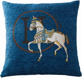 Croker Horse 18x18 inches Throw Pillow Cushion Covers Set Pack of 2 Pcs - Luxury Horse Embroidery Modern Style Couch Sofa Pillow Cover for Living Room Bedroom (Navy)