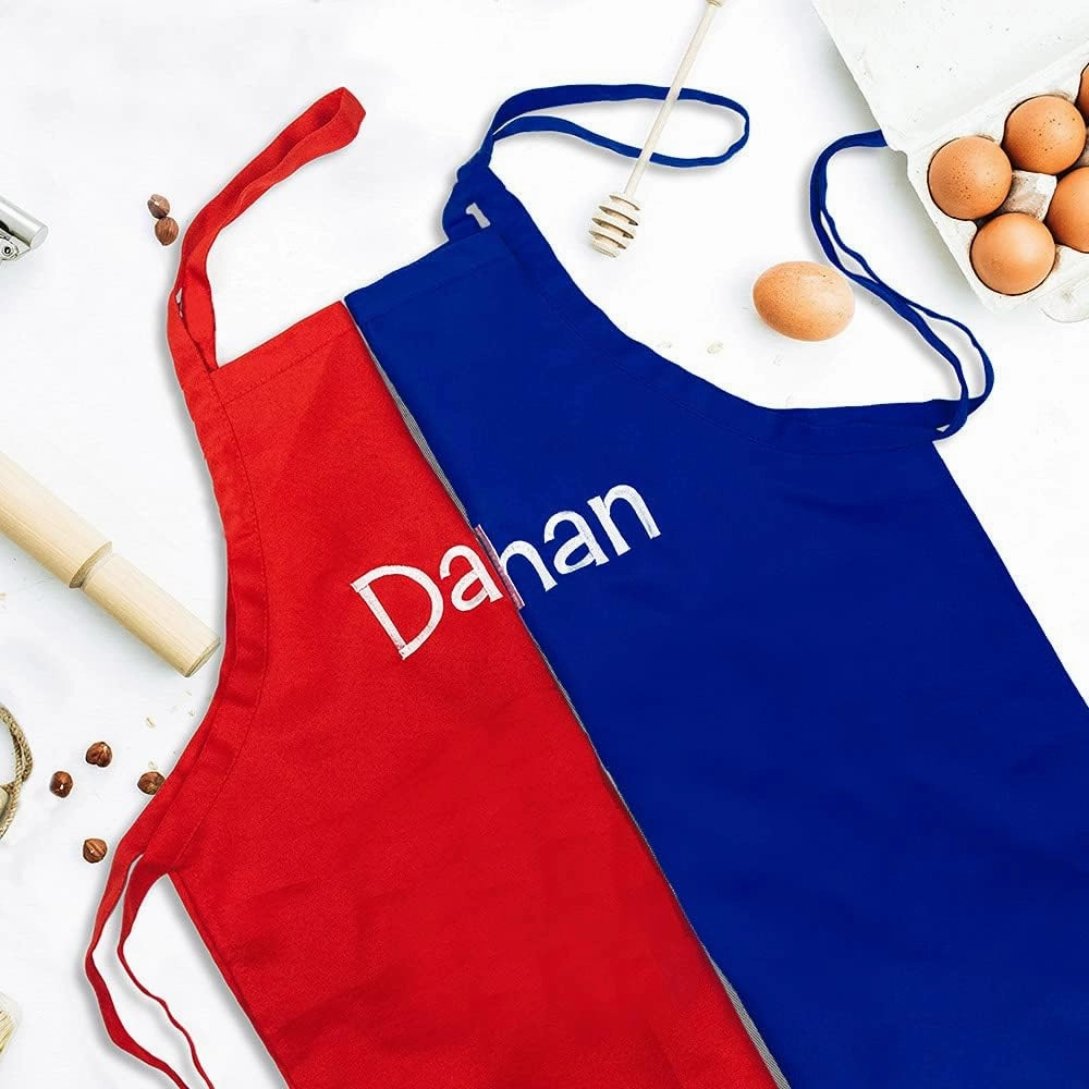 Custom Name Kids Apron Chef Hat Set For Boy Girl Cooking Baking Painting Craft