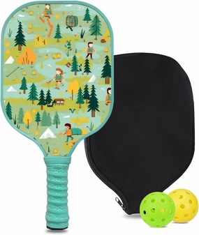 Custom Pickleball Paddle with 1 DIY Pickleball Racket, 2 Pickle Balls, 1 Paddle Cover, Hiking-BJ220 Pattern OR Your Own Design,Carbon Fiber,Honeycomb Polymer Core & Comfort Grip