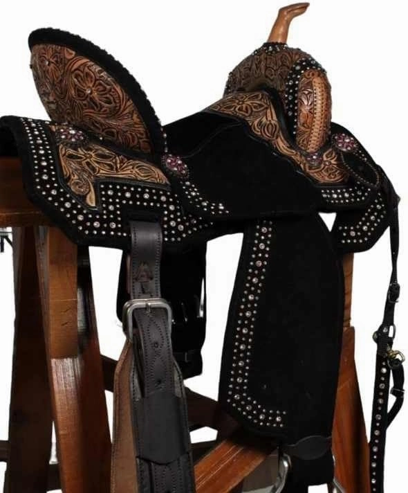 D&L SADDLERY Horse Saddles Western Barrel Racing Wooden Tree Handmade Leather Comfort for Horses Trail Equestrian Tooled Carved Horse Saddle Riding Size: 10-18 inches Seat, EA06