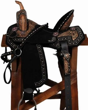 D&L SADDLERY Horse Saddles Western Barrel Racing Wooden Tree Handmade Leather Comfort for Horses Trail Equestrian Tooled Carved Horse Saddle Riding Size: 10-18 inches Seat, EA07