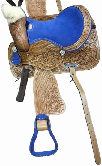 D&L Saddlery Western Barrel Racing Horse Saddles Trail Equestrian Horse Saddle Classic Quality Premium Leather Comfort for Horse Riding Size:10-18 inches Seat Available BRL26