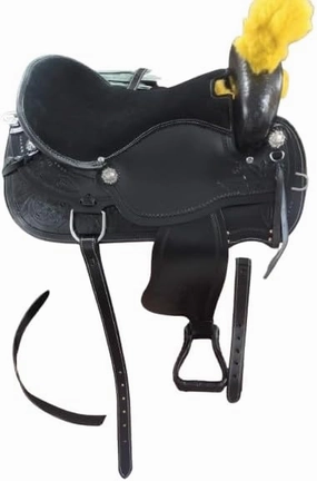 D&L Saddlery Western Barrel Racing Horse Saddles Trail Equestrian Horse Saddle Classic Quality Premium Leather Comfort for Horse Riding Size:10-18 inches Seat Available BRL28