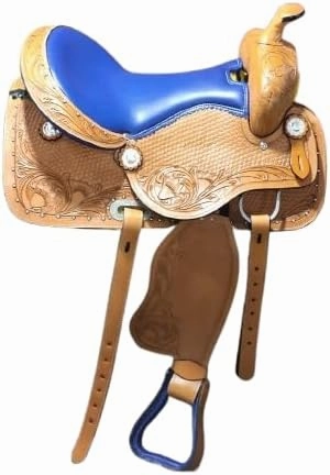 D&L Saddlery Western Barrel Racing Horse Saddles Trail Equestrian Horse Saddle Classic Quality Premium Leather Comfort for Horse Riding Size:10-18 inches Seat Available BRL31