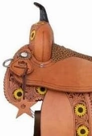 D&L SADDLERY Western Barrel Racing Wooden Tree Horse Saddles Handmade Leather Comfort for Horses Trail Equestrian Tooled Carved Horse Saddle Riding Size: 10-18 inches Seat, EQ10