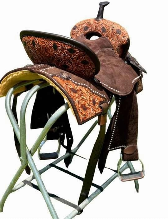 D&L SADDLERY Western Barrel Racing Wooden Tree Horse Saddles Handmade Leather Comfort for Horses Trail Equestrian Tooled Carved Horse Saddle Riding Size: 10-18 inches Seat, EQ16