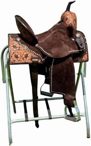 D&L SADDLERY Western Barrel Racing Wooden Tree Horse Saddles Handmade Leather Comfort for Horses Trail Equestrian Tooled Carved Horse Saddle Riding Size: 10-18 inches Seat, EQ16