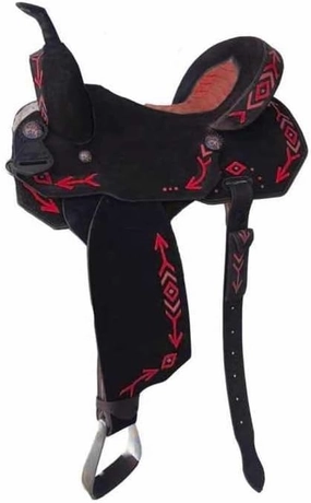 D&L SADDLERY Western Barrel Racing Wooden Tree Horse Saddles Handmade Leather Comfort for Horses Trail Equestrian Tooled Carved Horse Saddle Riding Size: 10-18 inches Seat, ER20