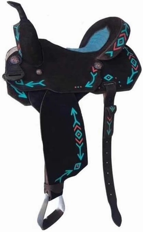 D&L SADDLERY Western Barrel Racing Wooden Tree Horse Saddles Handmade Leather Comfort for Horses Trail Equestrian Tooled Carved Horse Saddle Riding Size: 10-18 inches Seat, ER25