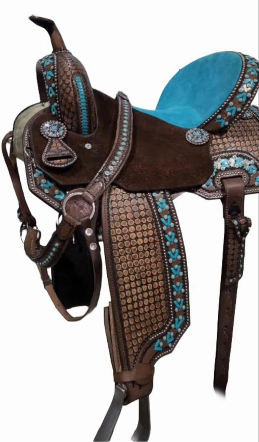 D&L SADDLERY Western Barrel Racing Wooden Tree Horse Saddles Handmade Leather Comfort for Horses Trail Equestrian Tooled Carved Horse Saddle Riding Size: 10-18 inches Seat, EW08