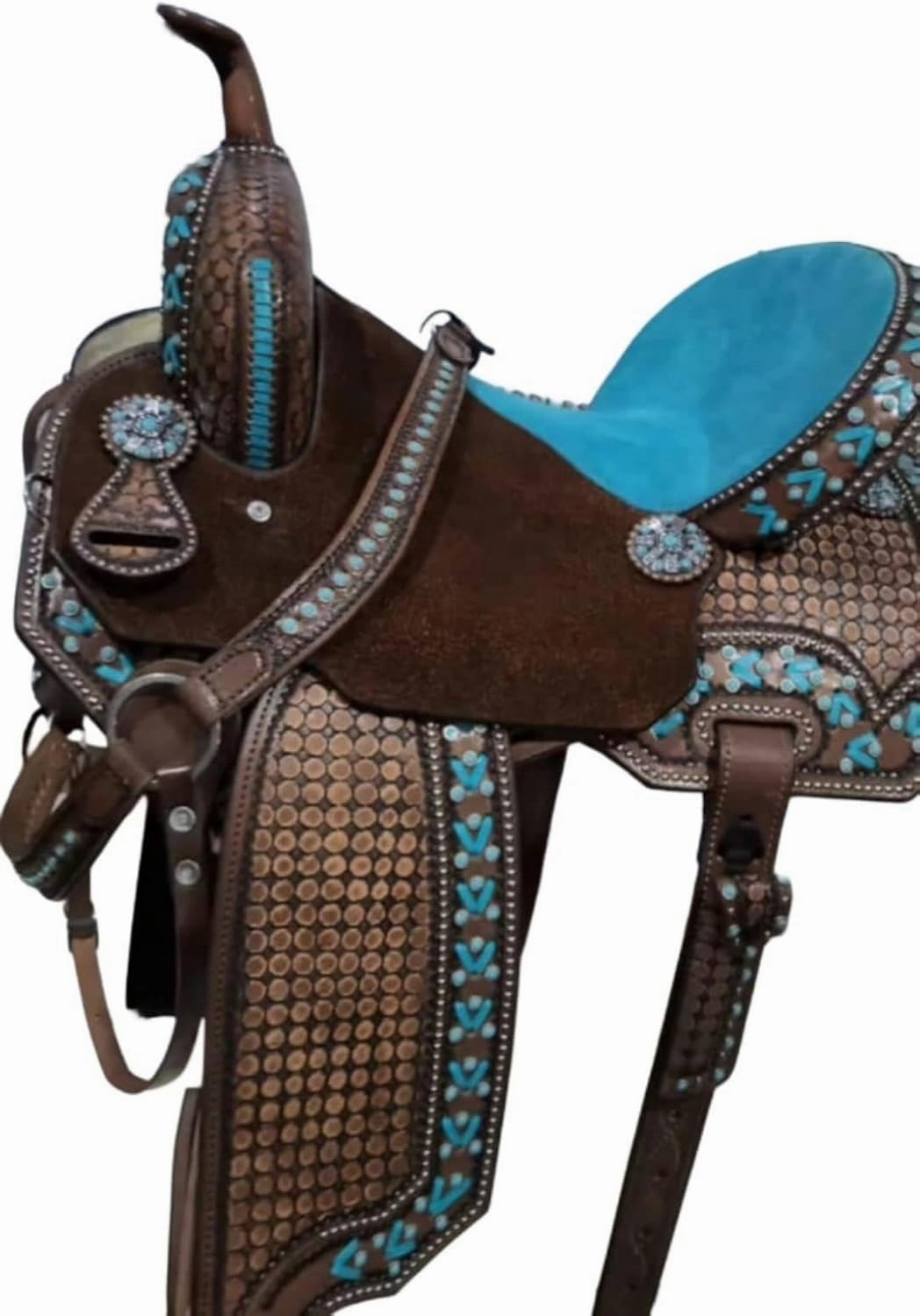 D&L SADDLERY Western Barrel Racing Wooden Tree Horse Saddles Handmade Leather Comfort for Horses Trail Equestrian Tooled Carved Horse Saddle Riding Size: 10-18 inches Seat, EW08