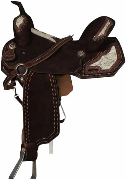 D&L SADDLERY Western Barrel Racing Wooden Tree Horse Saddles Handmade Leather Comfort for Horses Trail Equestrian Tooled Carved Horse Saddle Riding Size: 10-18 inches Seat, EW13