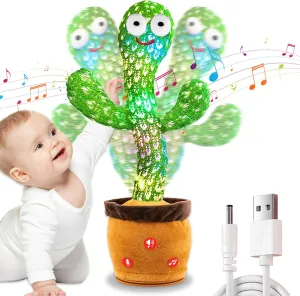 Dancing Talking Cactus Toy for Baby Toddler Boys & Girls Gifts, Singing Cactus Mimicking Toy Recording & Repeating What You Say, Rechargeable & Volume Adjustable