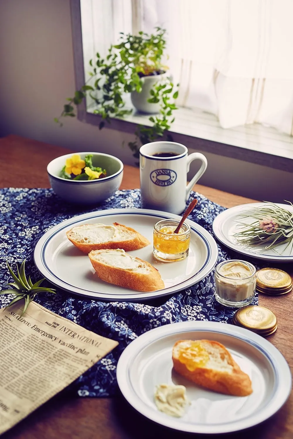 DANSR DANSK Bistro Salad Plate, 8.9 inches (22.5 cm), Microwave, Oven & Dishwasher Safe TH07302CL Dishes Blue Line DANSK Dansk Danish Tradition Elegant Simple Ceramic Bistro Salad Plate Diameter 8.9