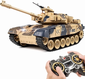 DBshoot1/18 RC Tanks, 60 Min Playtime, 2.4GHz Russian T-90 with BBS, Water Bombs, Smoke & Sound, Army Tank Toys for Adults & Kids