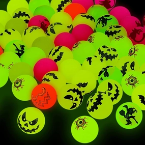 Deekin 100 Pcs Halloween Bouncing Ball, Glow in the Dark Bouncy Party Favors Supplies, Small Bouncy Balls, Rubber Halloween Balls for Boys and Girls Birthday Party Gifts Game Prizes, 0.98 Inch