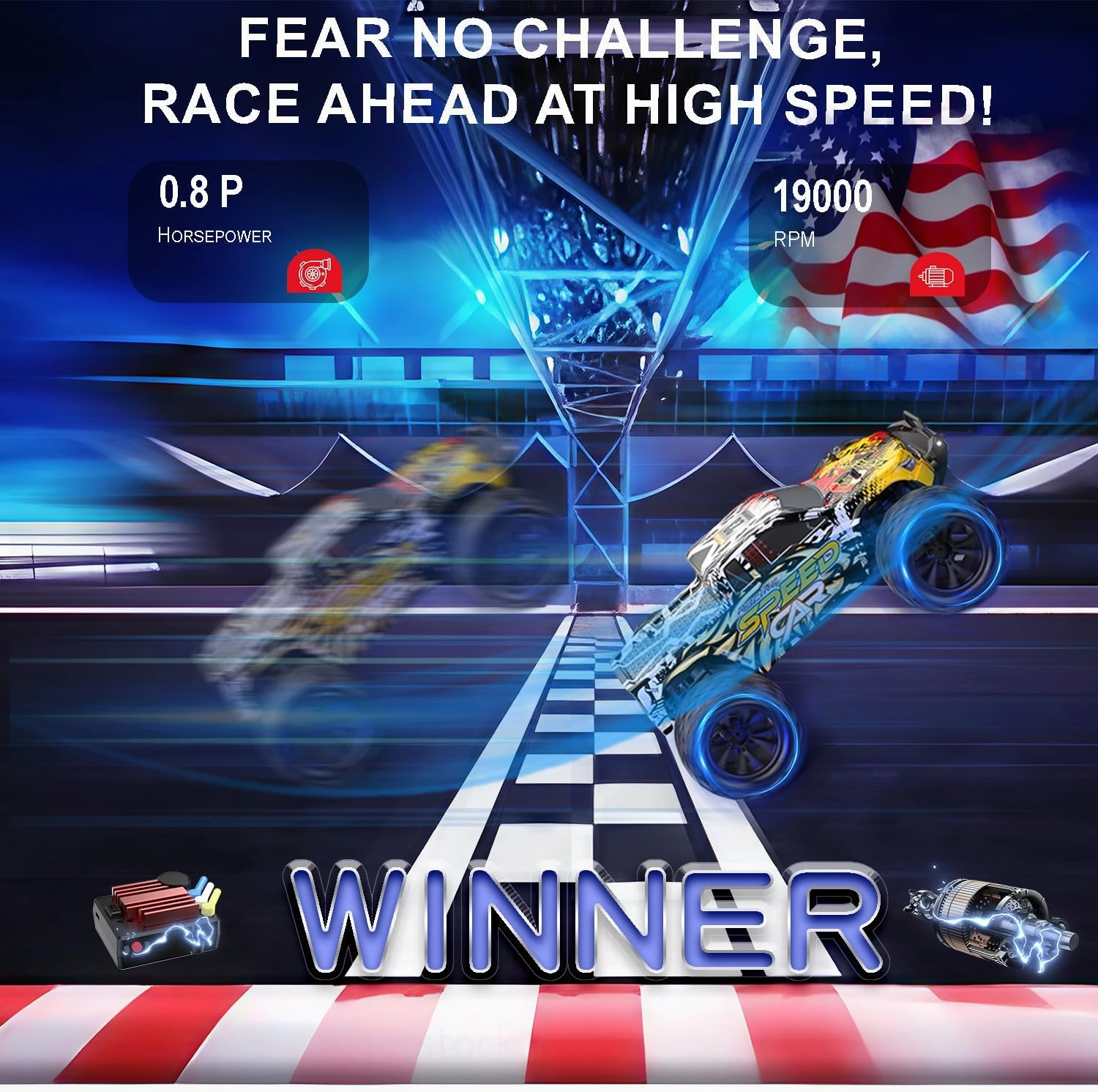 DEERC RC Cars High Speed Remote Control Car for Adults Kids 30 MPH, 1:16 Scales 4WD Off Road RC Monster Truck,Fast 2.4GHz All Terrains Toy Trucks Gifts for Boys,2 Batteries for 40Min Play
