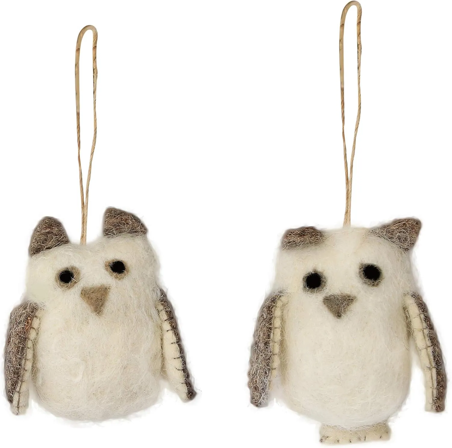 DeKulture Handmade Premium Wool Felt Ornament Eco Friendly Needle Felted Christmas Xmas Tree Decoration Stuffed Ornament for Home Office Party Holiday Décor, (Set of 2) (Owl)