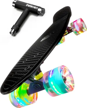Deleven 22" Skateboard with Skate Tool, ABEC 7 Bearings - Mini Skateboard Cruiser for Kids Beginners Adults Boys & Girls