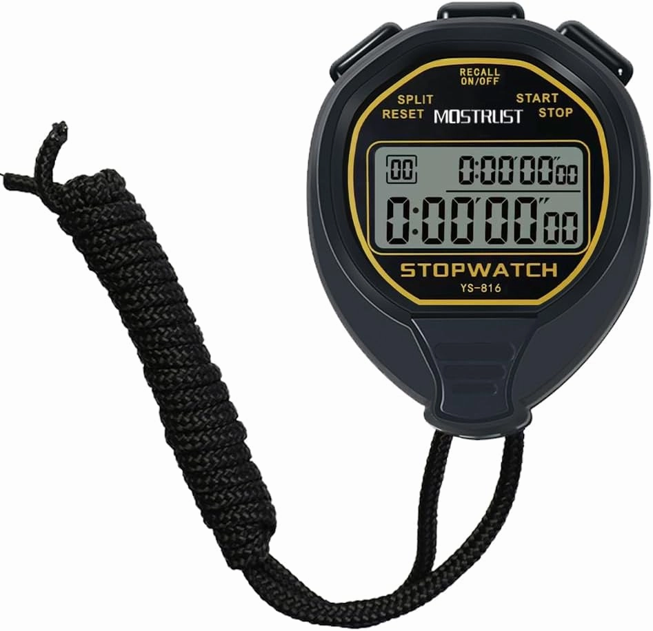 Digital Simple Stopwatch, 1/30 Lap Basic Stopwatch, No Bells, No Clock, No Alarm, Silent, Child Friendly, ON/Off for Swimming Coaches Kids