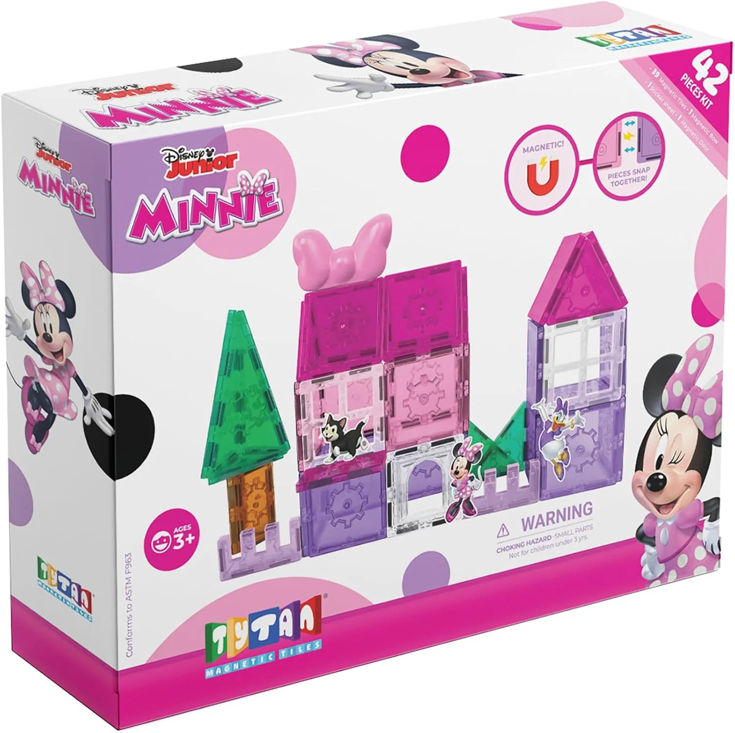 Disney Junior Minnie Mouse Magnetic Tile Set – 42-Piece