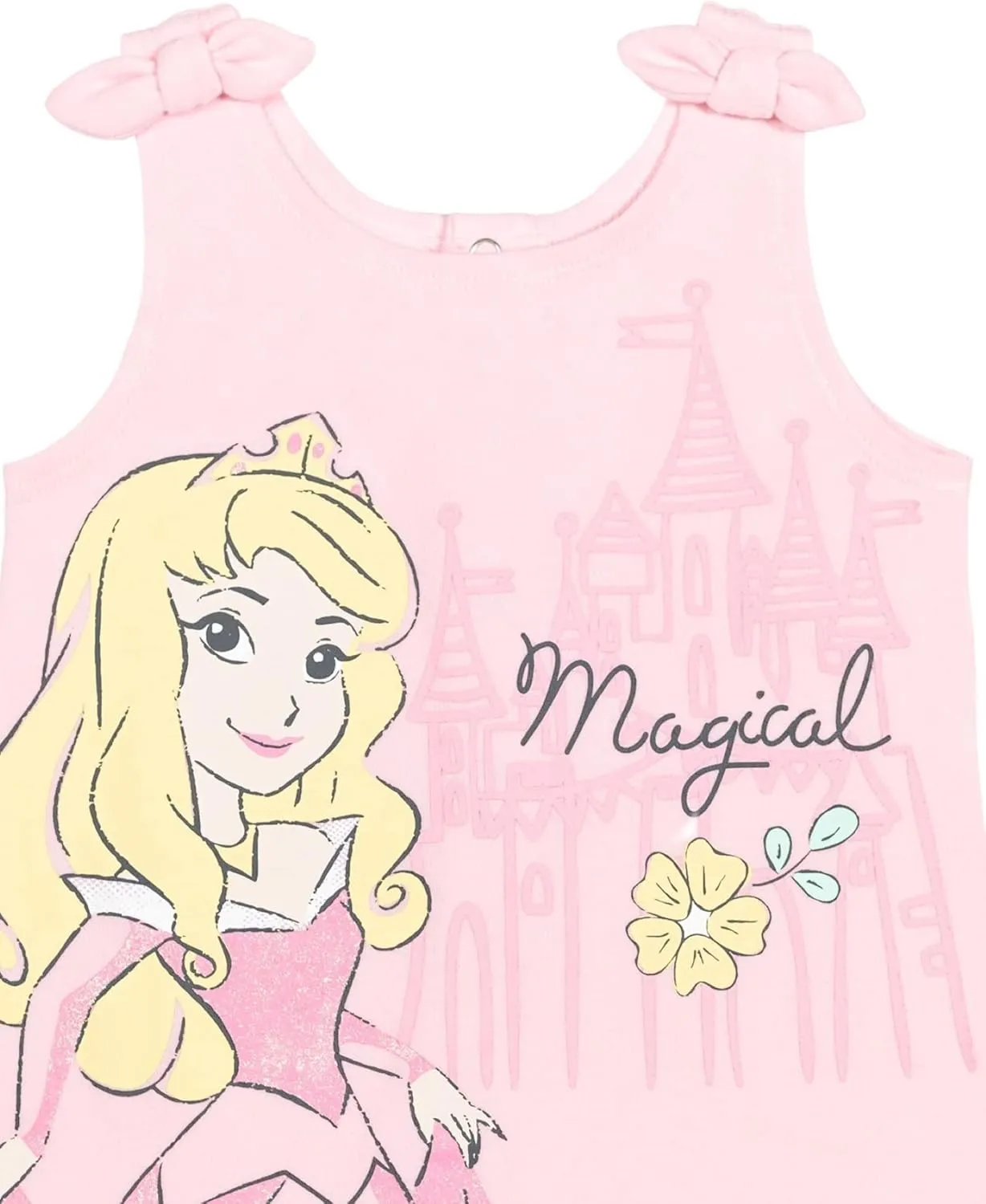 Disney Princess Rapunzel Ariel Belle Jasmine Aurora Baby Girls Snap Romper and Headband Newborn to Toddler