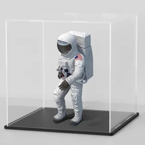 Display Case With Black Acrylic Base for Collectibles, Box With Lid, Cute Stand for Action Figures [9x9x9 Inch]