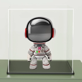 Display Case with Black Acrylic Base for Collectibles, Box with Lid, Cute Stand for Action Figures [7x7x7 Inch]