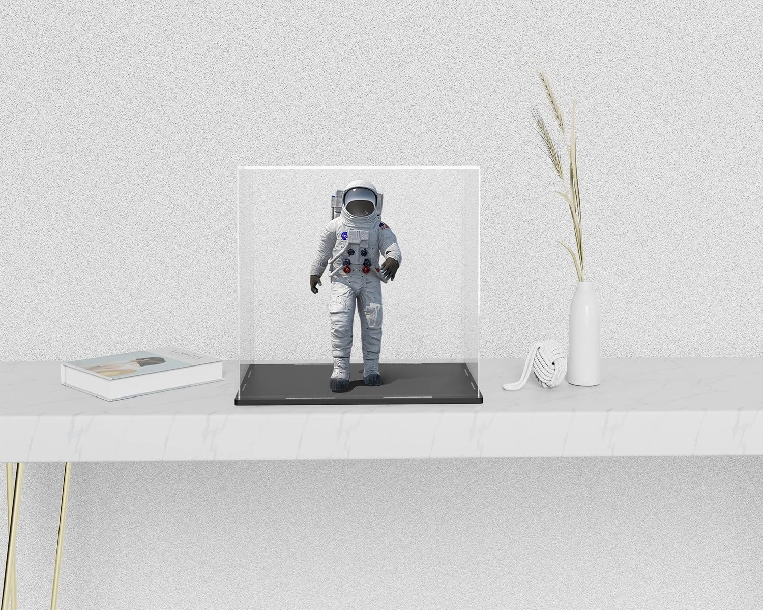 Display Case with Black Acrylic Base for Collectibles, Box with Lid, Cute Stand for Action Figures [7x7x7 Inch]