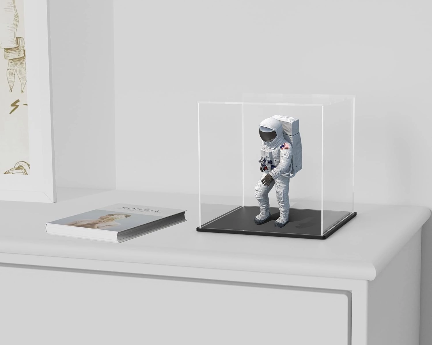 Display Case with Black Acrylic Base for Collectibles, Box with Lid, Cute Stand for Action Figures [7x7x7 Inch]