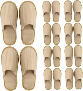 Disposable Slippers, 10 Pairs Non Slip Soft Guest Slippers for Women Men, Washable Reusable Hotel for Travel Spa Hotel Home, Yellow
