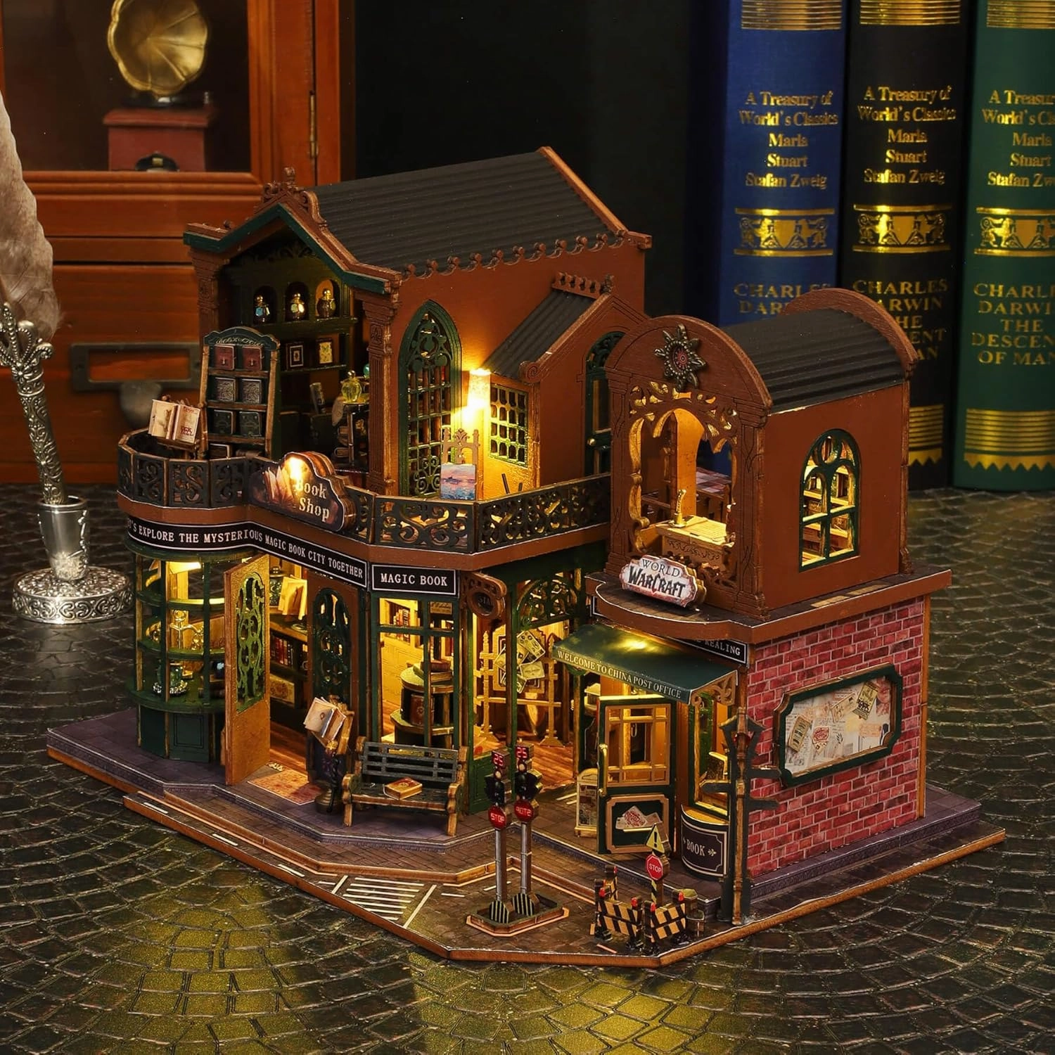 DIY Dollhouse Miniature House Kit, Tiny House Kits Mini Doll House Model Building Sets, Wooden Miniature Kits for Adults (Magic Book City)