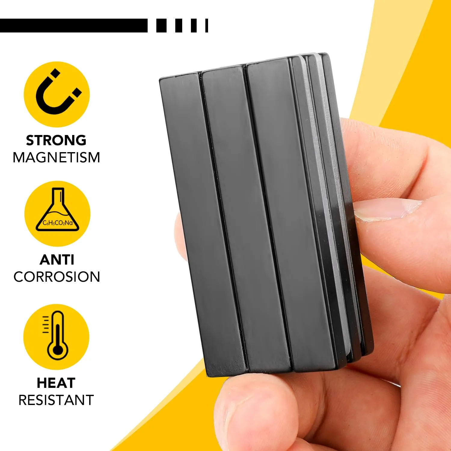 DIYMAG Waterproof Neodymium Bar Magnets with Epoxy Coating, Powerful Permanent Rare Earth Magnets, with Double-Sided Adhesive - 60 x 10 x 3mm, Pack of 24