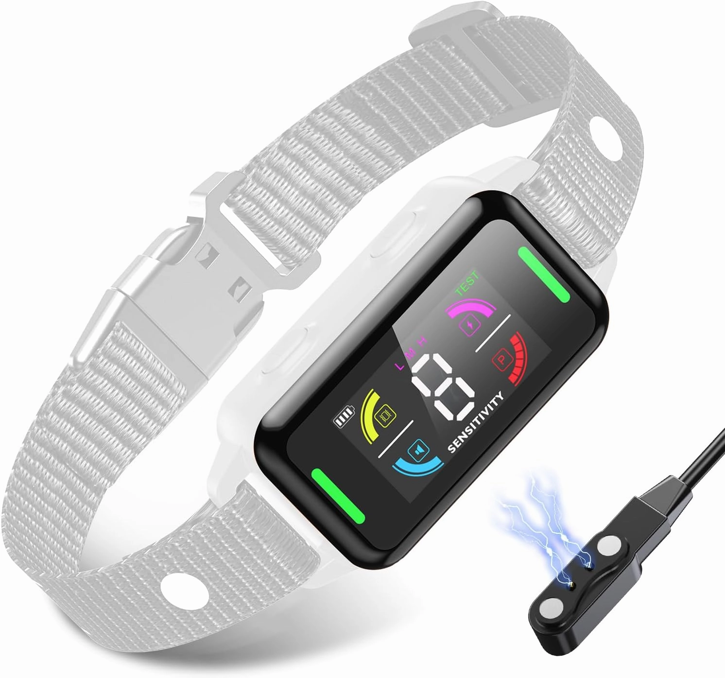 Dog Shock Collar Rechargeable Dog Bark Collar Waterproof Barking Shock Collar Automatic Safe Anti Bark Collar with 8 Adjustable Sensitivity Levels for Large, Medium and Small Dogs (White)