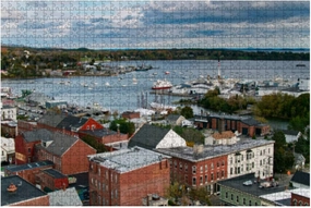 Drone Shot Harbor Maine 1000 Piece Wooden Jigsaw Puzzles Adults Kids DIY Educational Puzzle Colorful Large Artwork Decompression Toy Game Gift Home Decor