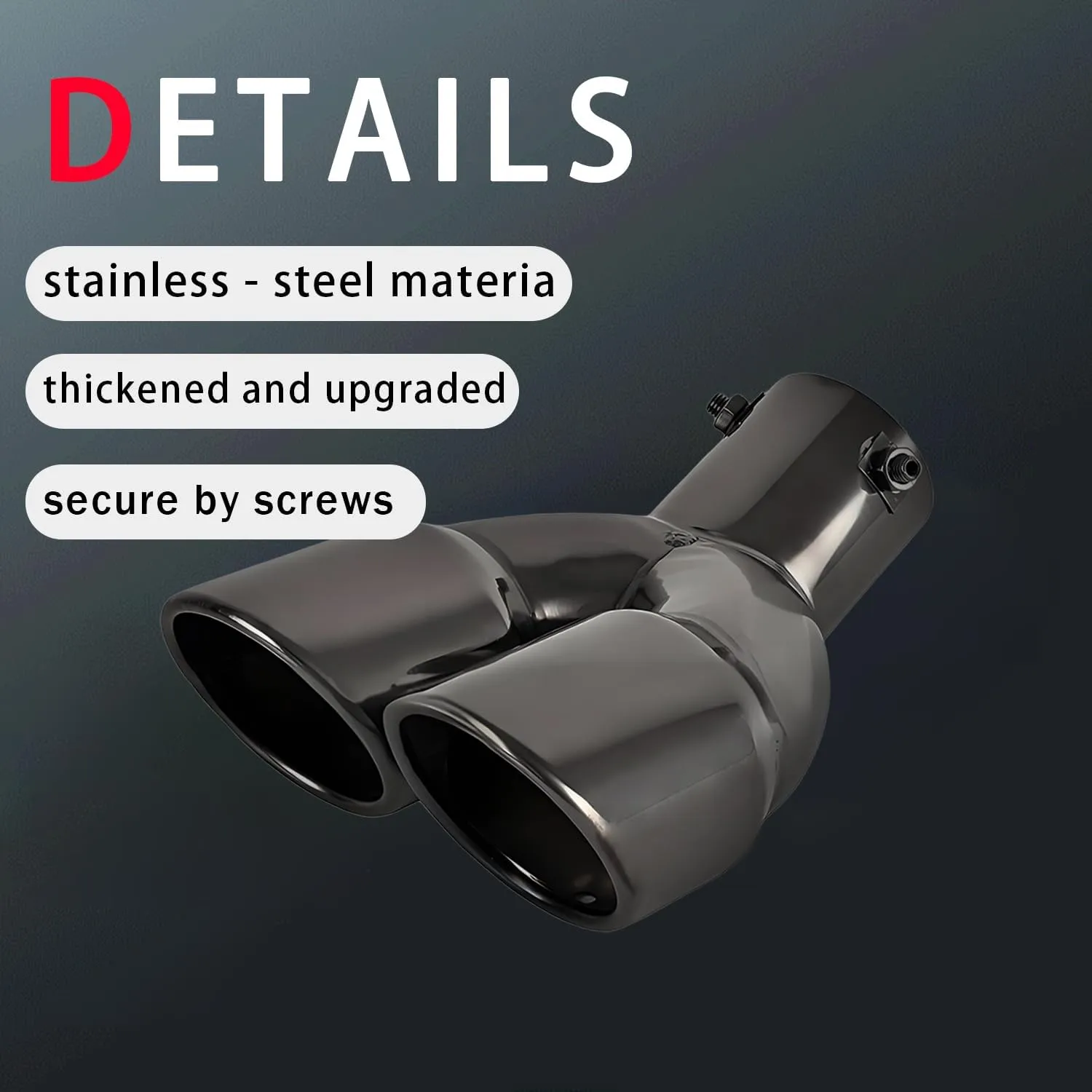 Dual Exhaust Tip 2.5 inch Inlet, Universal Car Exhaust Pipe Tail Throat Tail Pipe Stainless Steel Y Pipe, Adjustable Car Thickened Muffler Slant Cut Tip (Curved,Black Paint)