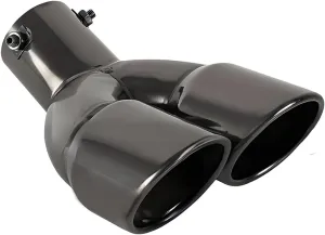 Dual Exhaust Tip 2.5 inch Inlet, Universal Car Exhaust Pipe Tail Throat Tail Pipe Stainless Steel Y Pipe, Adjustable Car Thickened Muffler Slant Cut Tip (Curved,Black Paint)