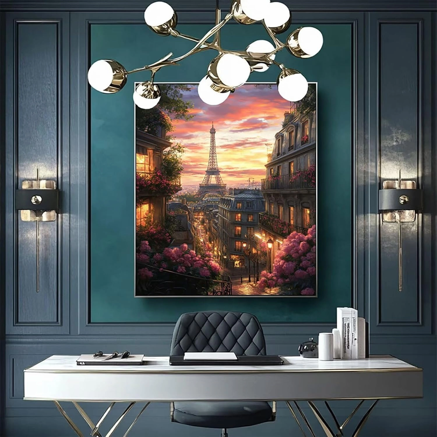 Dusk Diamond Art Kits for Adults, Square Full Drill Paint by Nmbers, Crystal Gem Art Paris Diamond Painting, Rhinestones Cross Stitch Embroidery Kit, Crafts for adults,Home Decor 24 x 34in Model-10015