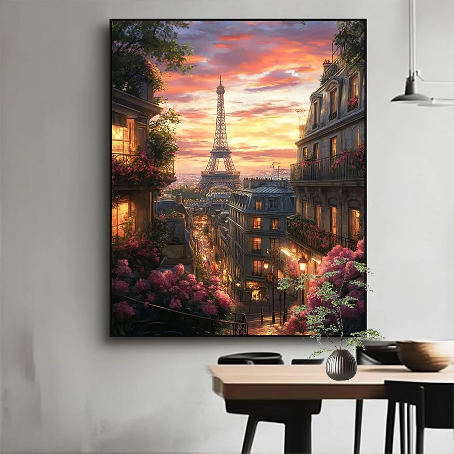 Dusk Diamond Art Kits for Adults, Square Full Drill Paint by Nmbers, Crystal Gem Art Paris Diamond Painting, Rhinestones Cross Stitch Embroidery Kit, Crafts for adults,Home Decor 24 x 34in Model-10015