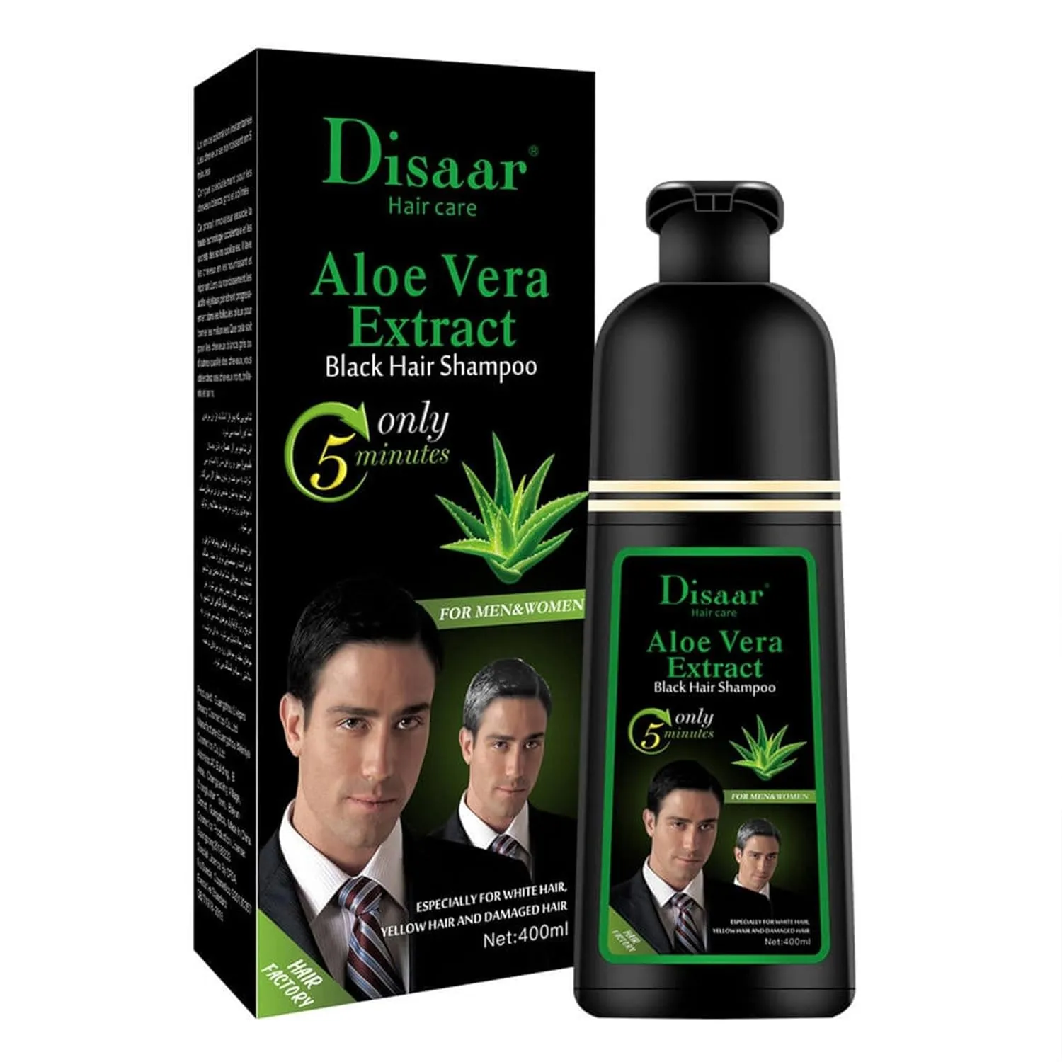 Dye Black Hair Shampoo 5 Minutes Only Dying White Grey Yellow Damaged Hair Lasts Up To 4 Weeks Hair Care 400ml / 13.52fl.oz