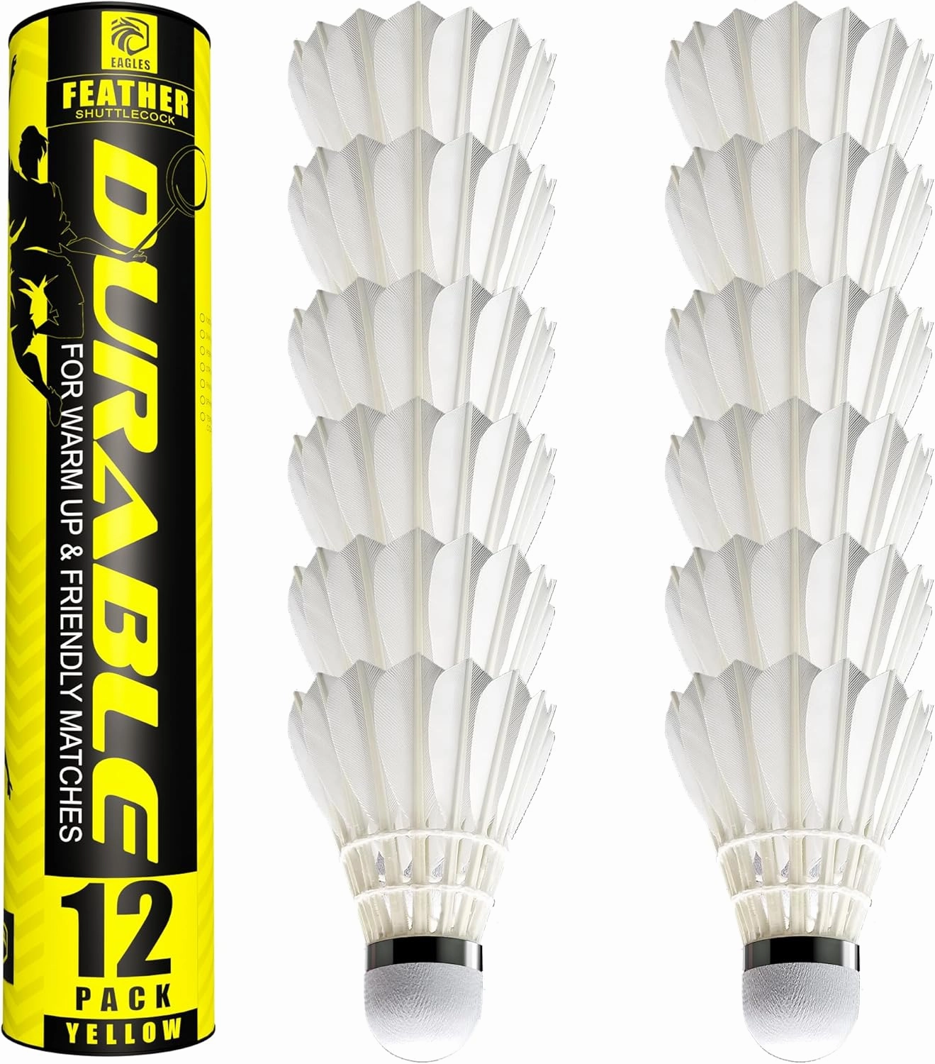 EAGLES Goose Feather Badminton Birdies Feather Bedminton Shuttlecocks- Birdie Ball for Indoor and Outdoor Matches ~ Highly Stable & Durable Shuttle Balls