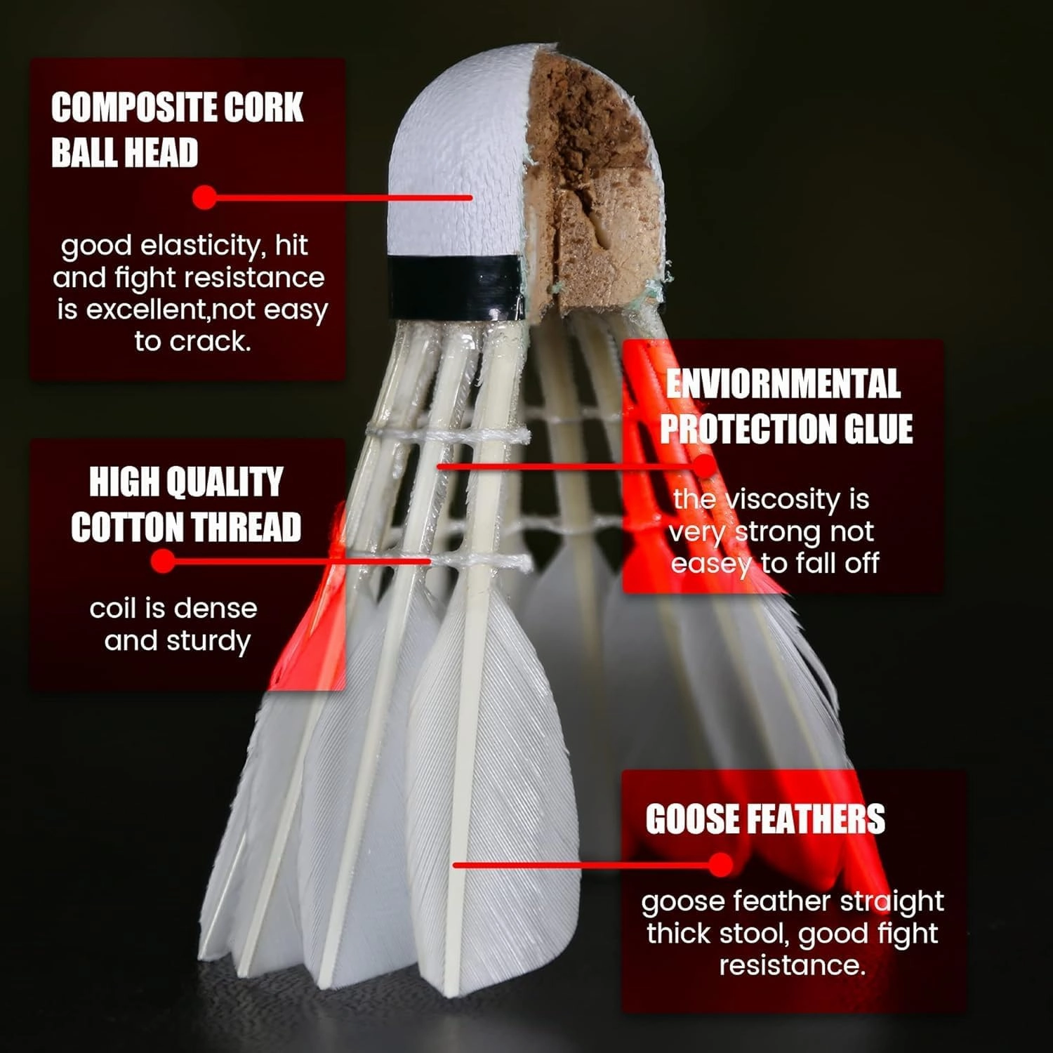 EAGLES Goose Feather Badminton Birdies Feather Bedminton Shuttlecocks- Birdie Ball for Indoor and Outdoor Matches ~ Highly Stable & Durable Shuttle Balls